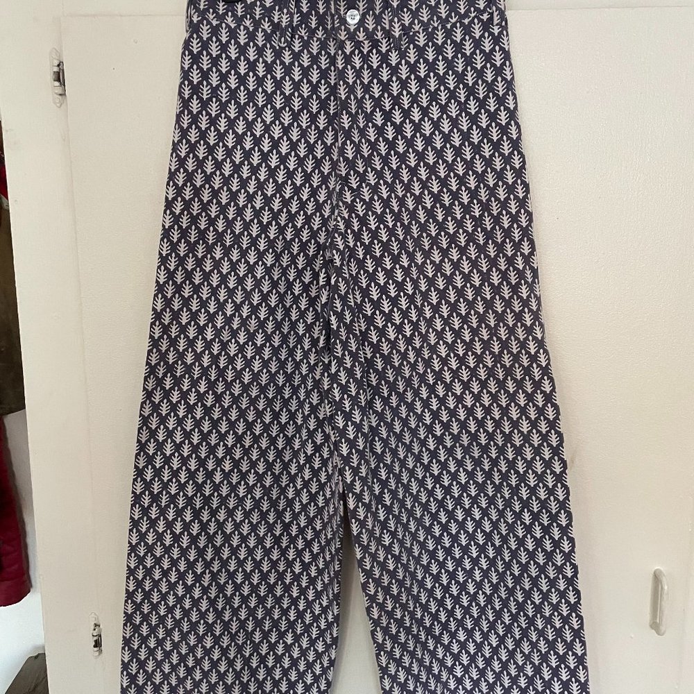SZ Blockprints Blue and White Disco Pants size M